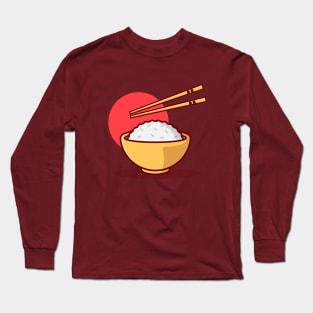 Japanese Rice Bowl with Chopsticks Long Sleeve T-Shirt